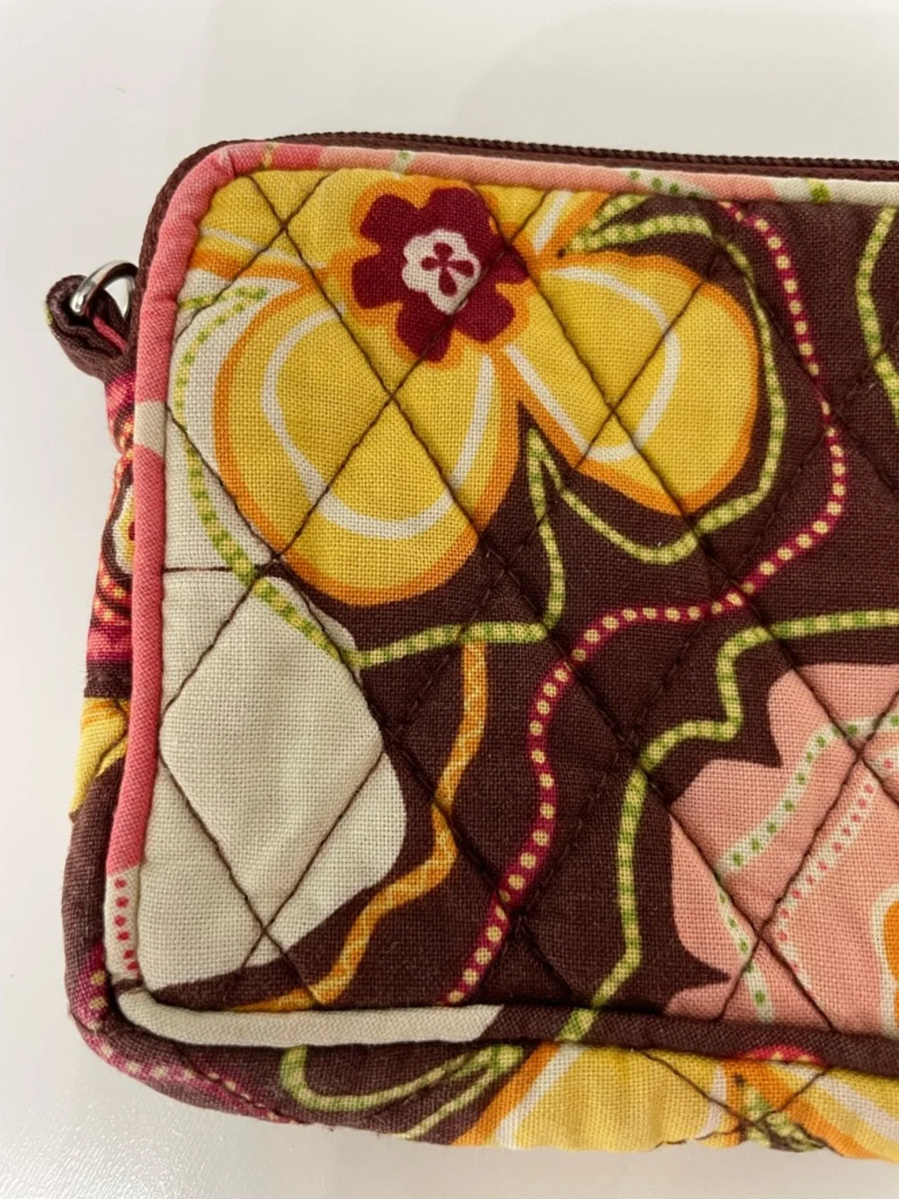 Vera Bradley Buttercup Quilted Floral Clutch Wallet Pink Yellow Preppy Boho